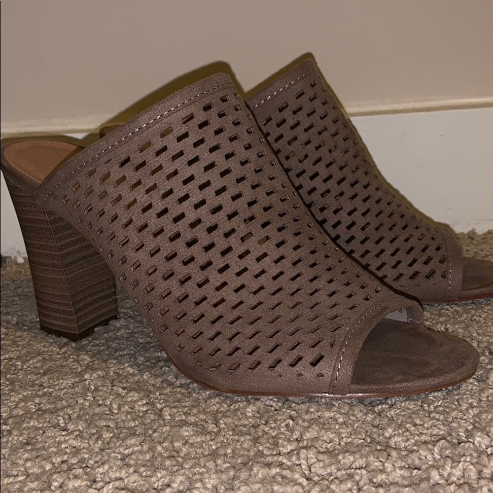 Dark tan mules